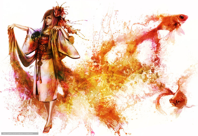 Geisha with goldfish art