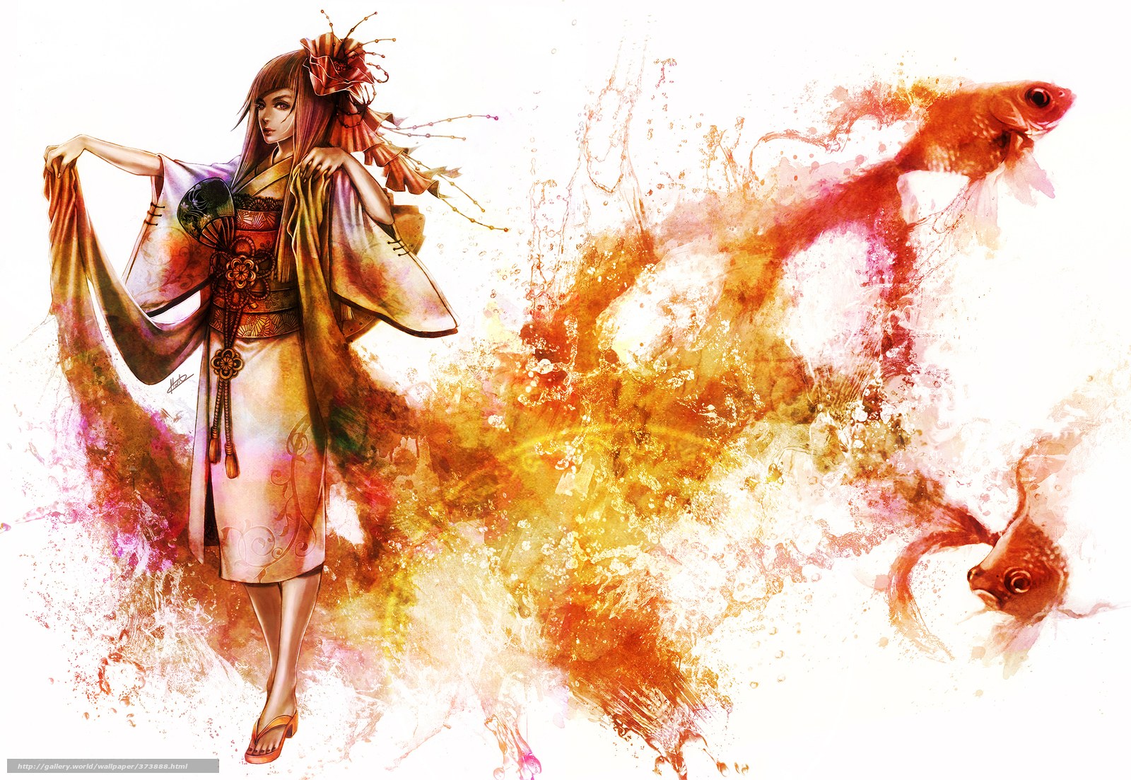 Geisha with goldfish art