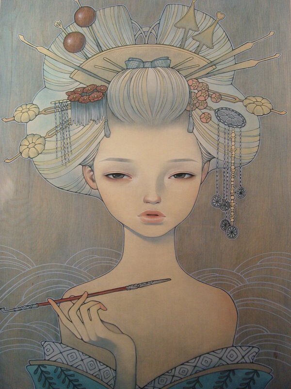 Geisha with ornate hair