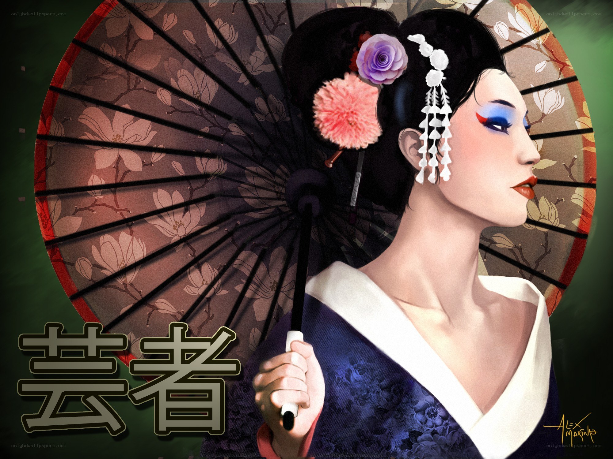 Geisha with parasol