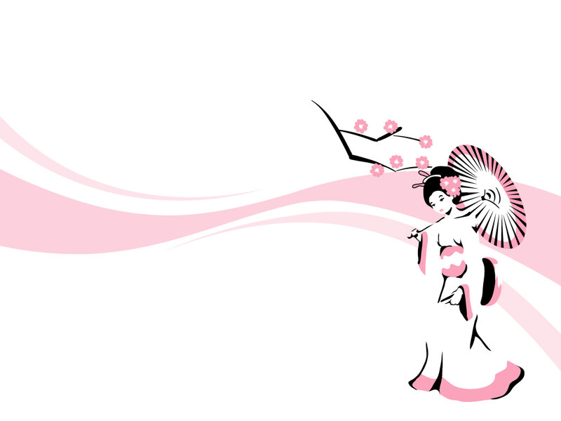 Geisha with Parasol — Pink, Serene