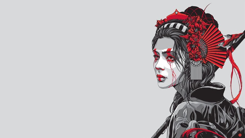 geisha with red tears