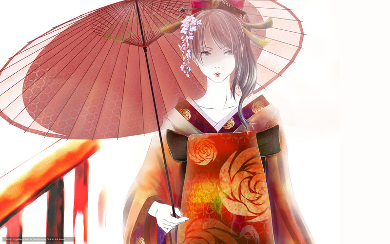 Geisha with red umbrella