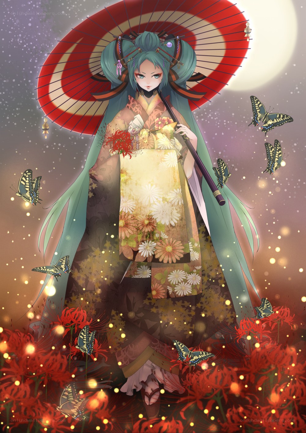 Geisha with red umbrella