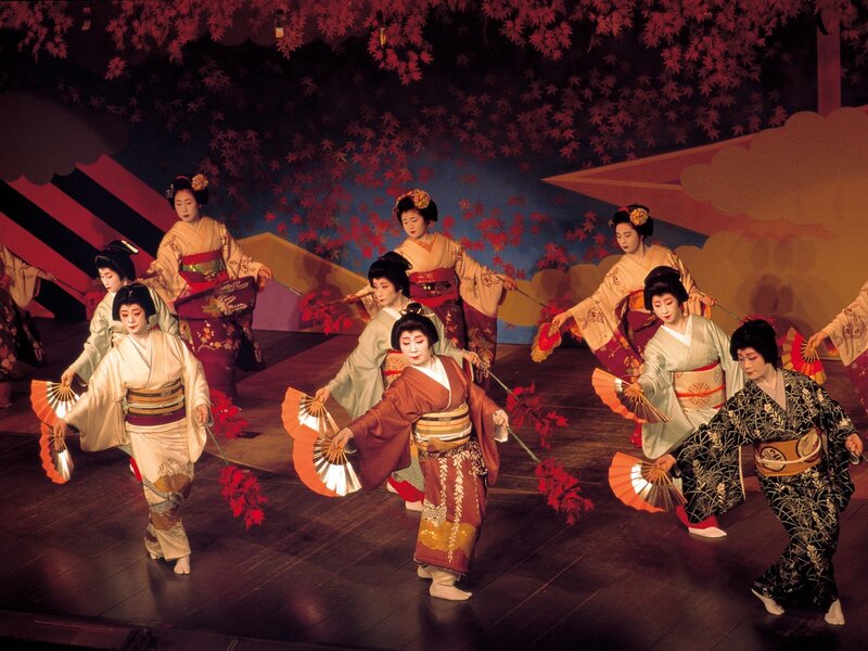 Geishas Performing Dance — Red
