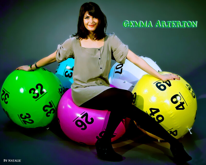 Gemma Arterton with lottery balls