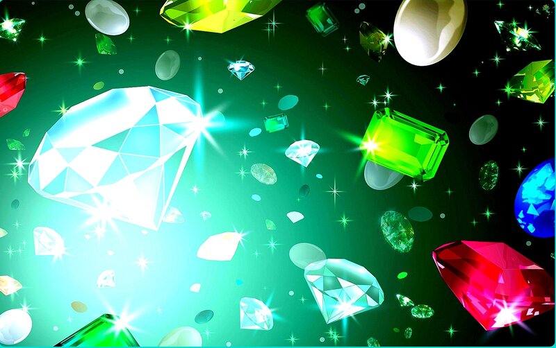 Gemstones Floating in Space — Green, Sparkling