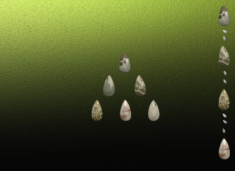 Gemstones on Green Background