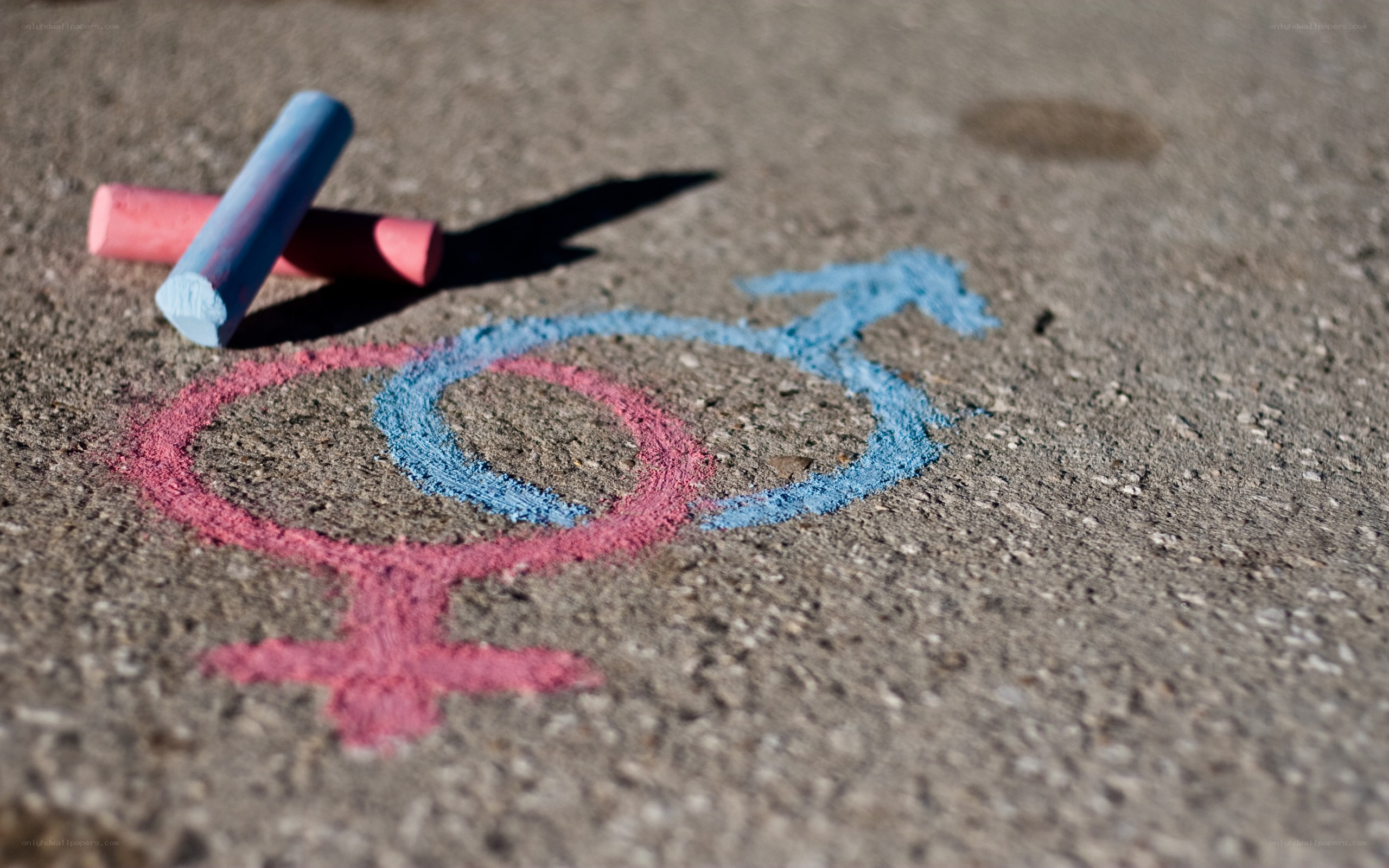 gender symbols drawn on pavement