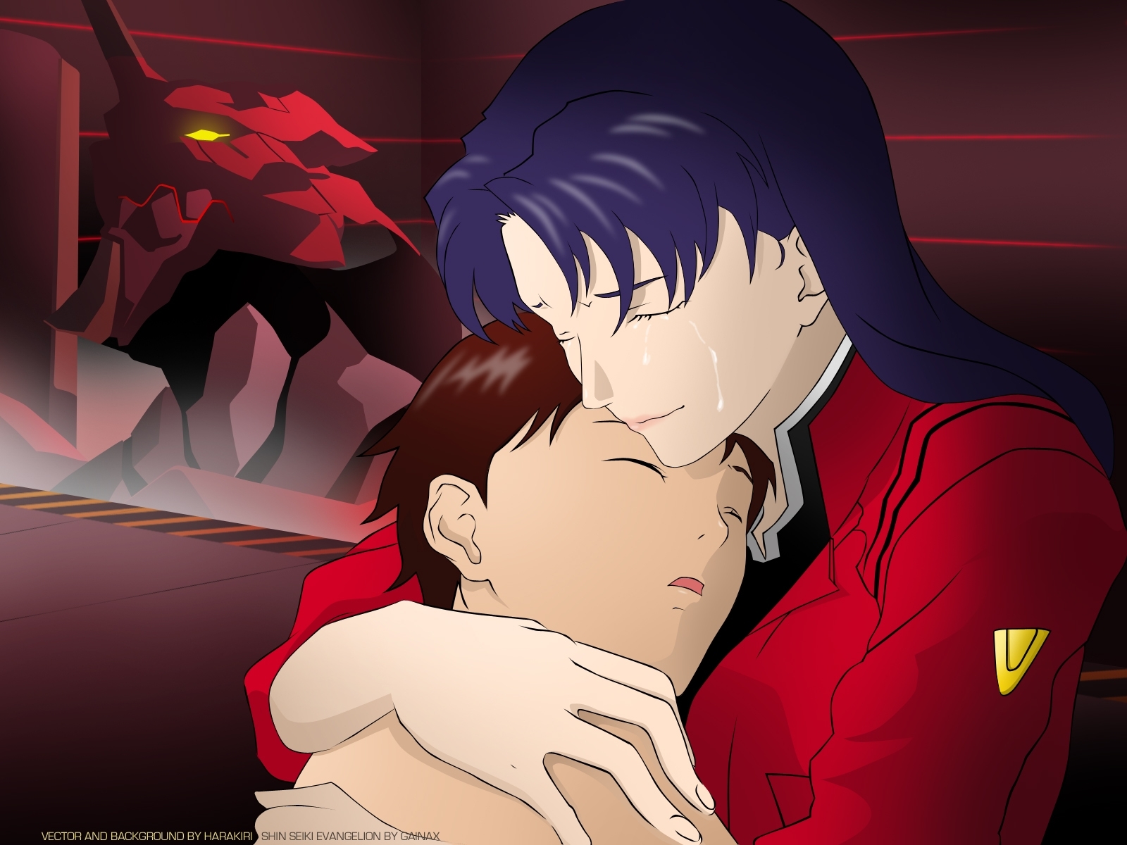 Gendo and Shinji embrace
