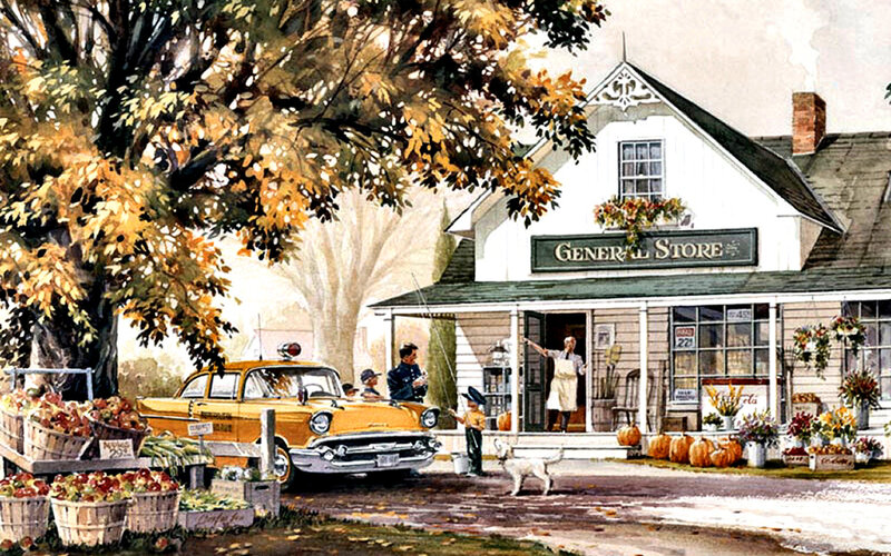 General Store in Autumn — Yellow