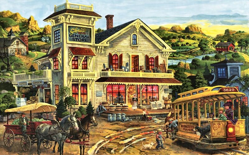 General Store Scene — Yellow
