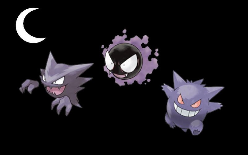 Gengar and Haunter in the night