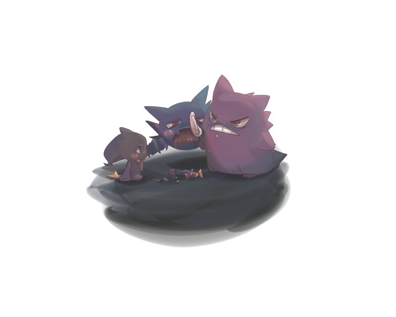 Gengar and Haunter on a rock