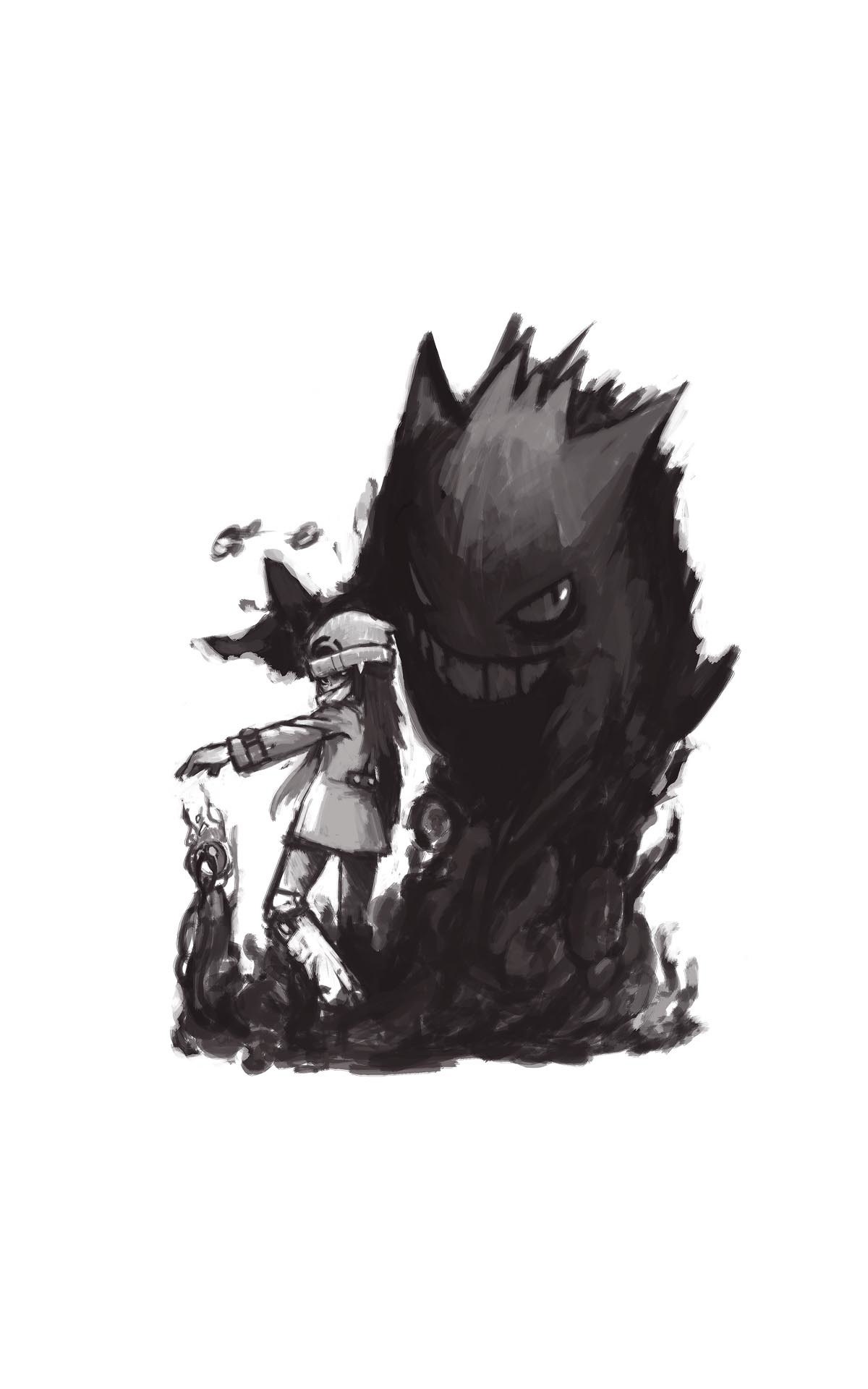 Gengar and trainer sketch