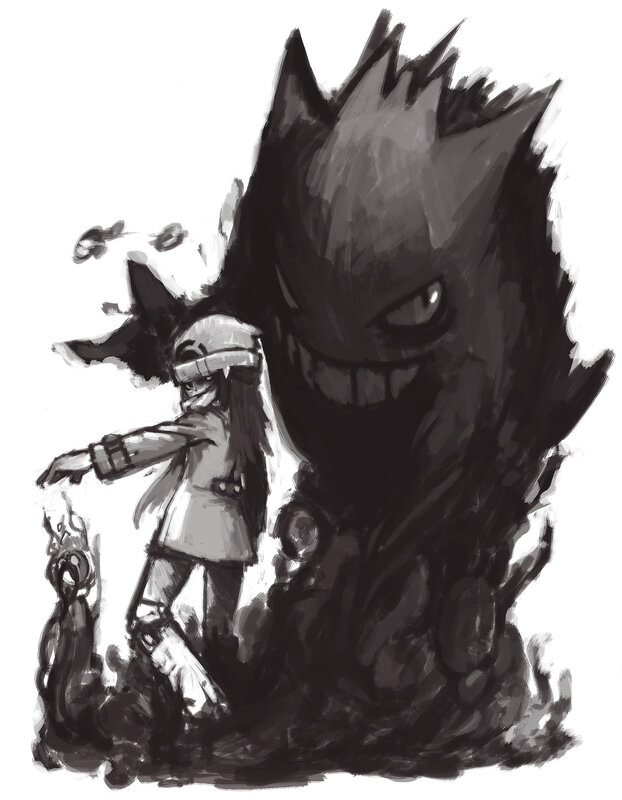 Gengar and trainer sketch
