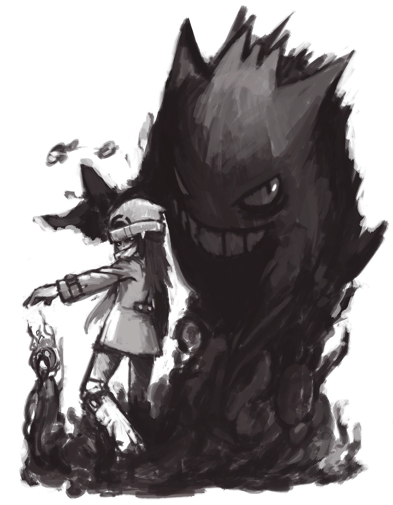 Gengar and trainer sketch