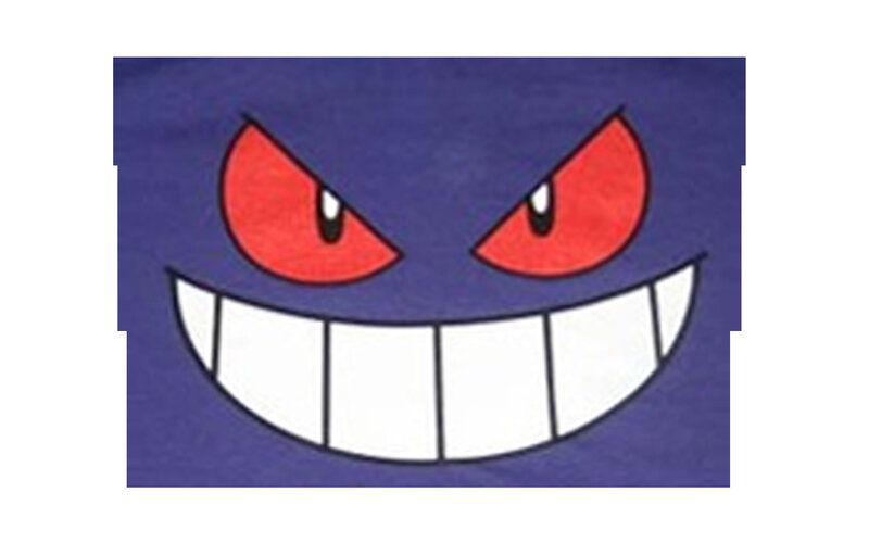 Gengar face on purple fabric