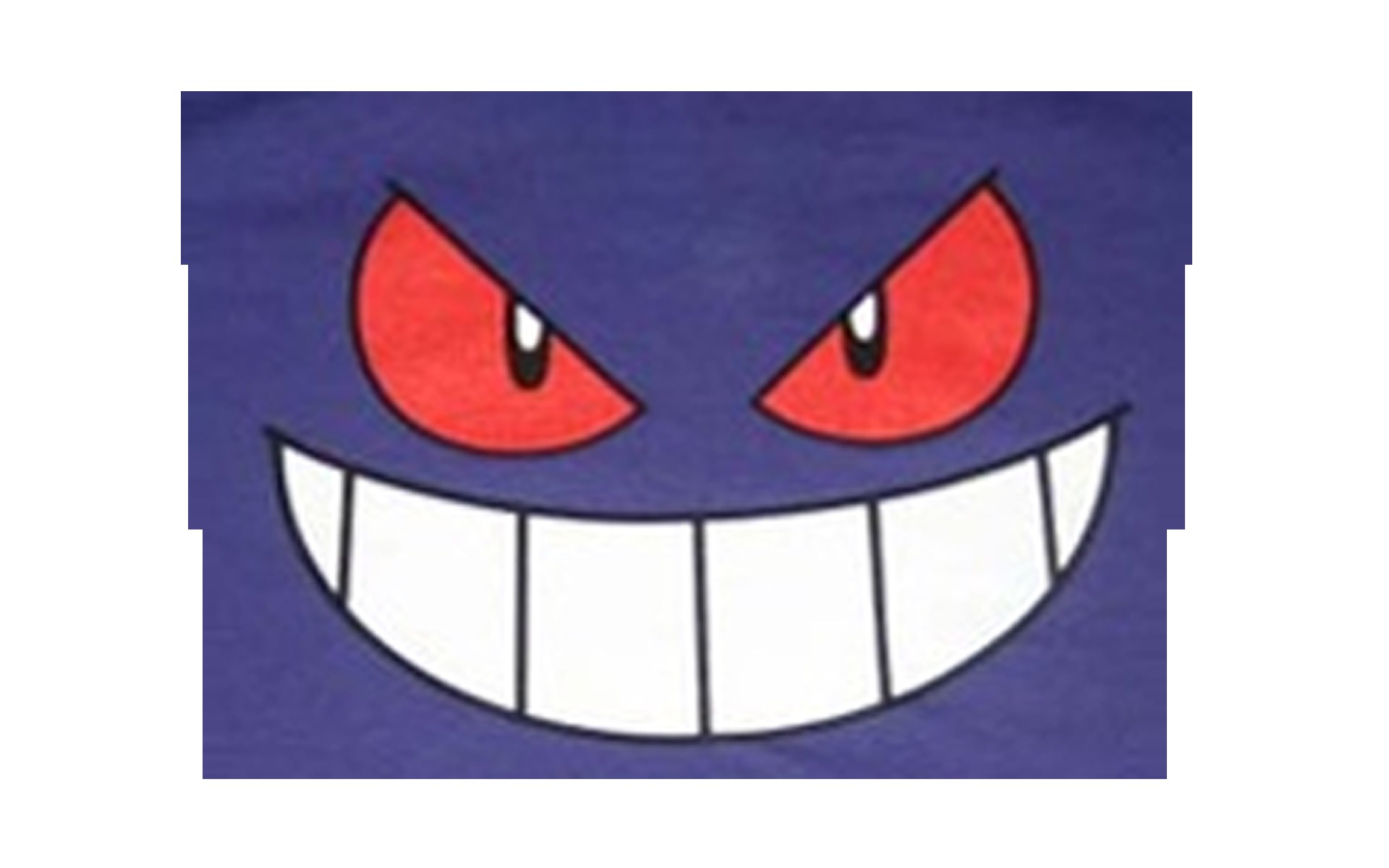 Gengar face on purple fabric