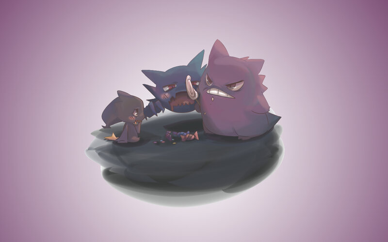 Gengar family on a rock