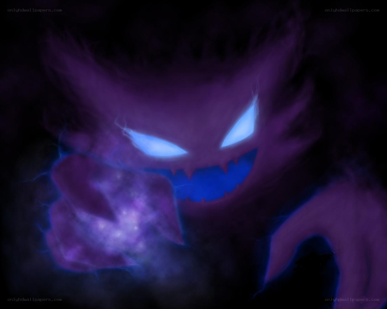 Gengar glowing in darkness