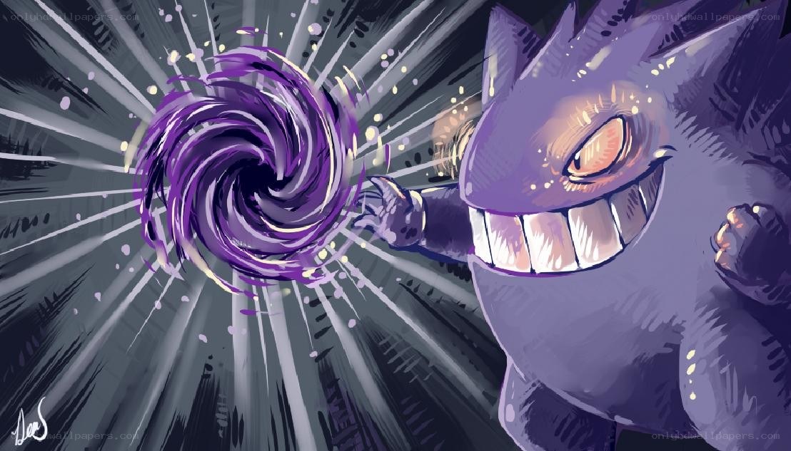Gengar using a purple attack