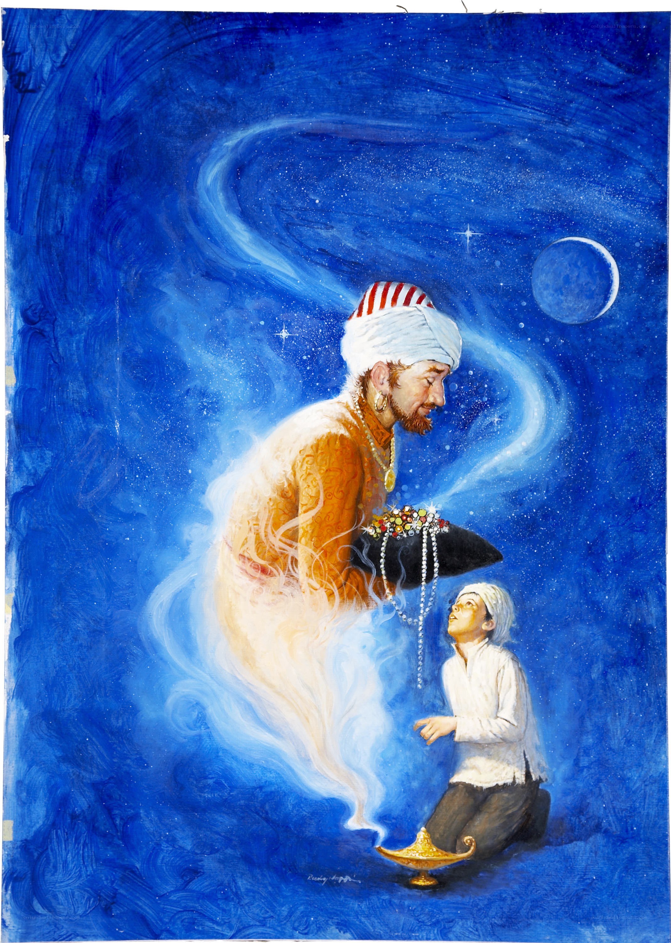 genie emerging from a lamp