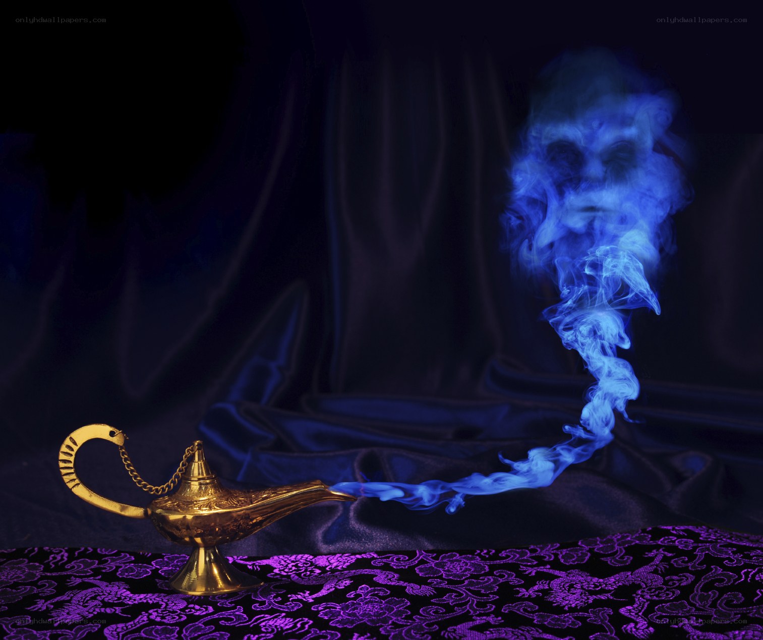 Genie emerging from a lamp