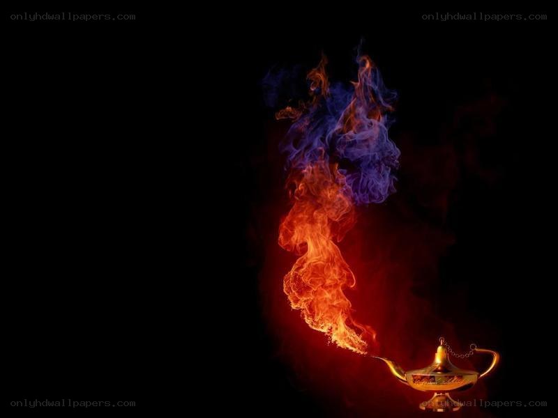 genie lamp with fire
