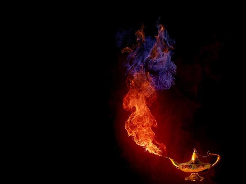 Genie Lamp with Flames