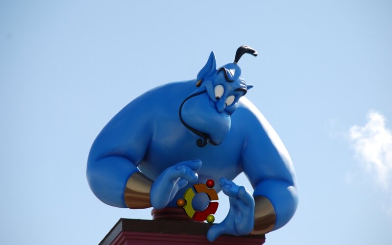 Genie statue at Disney park