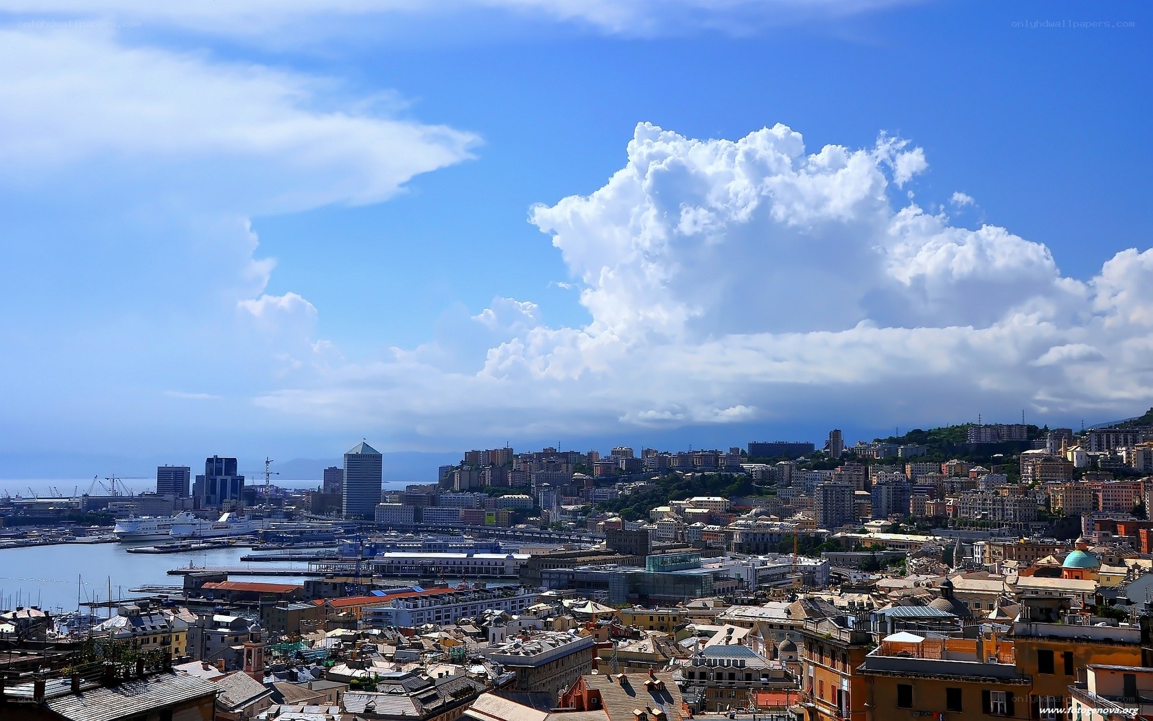 Genoa cityscape with port