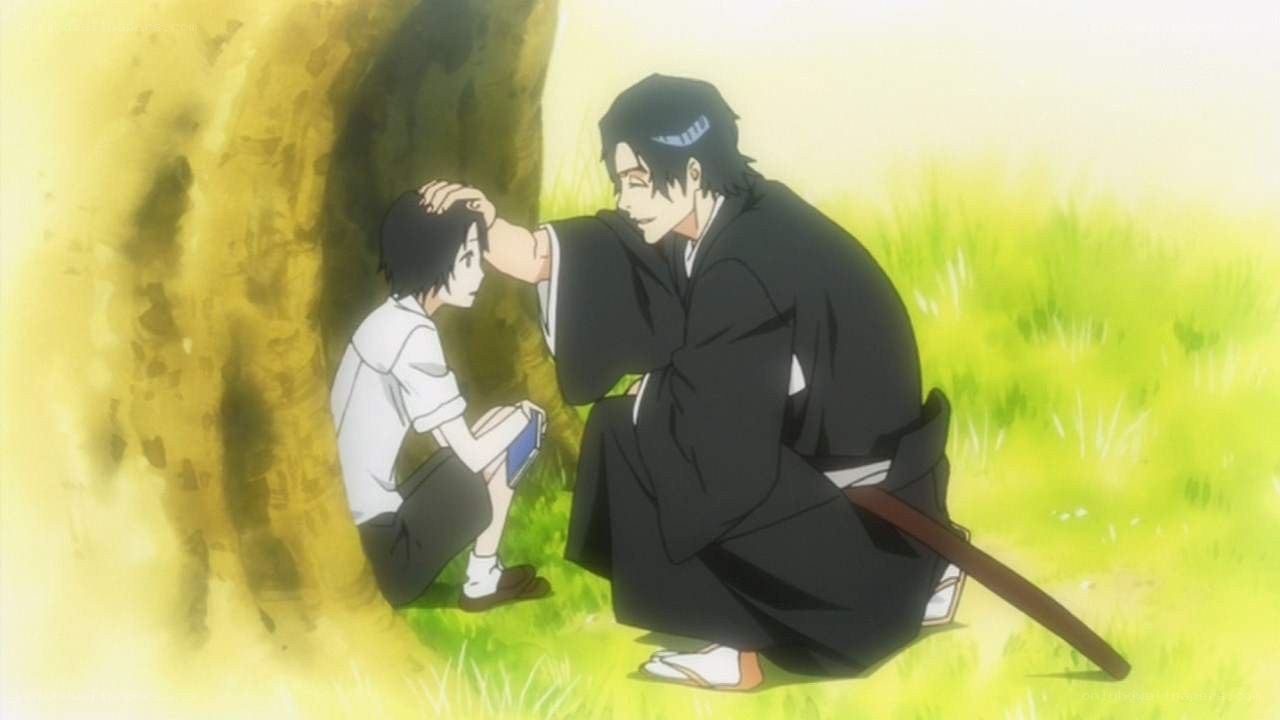 gentle moment between two characters