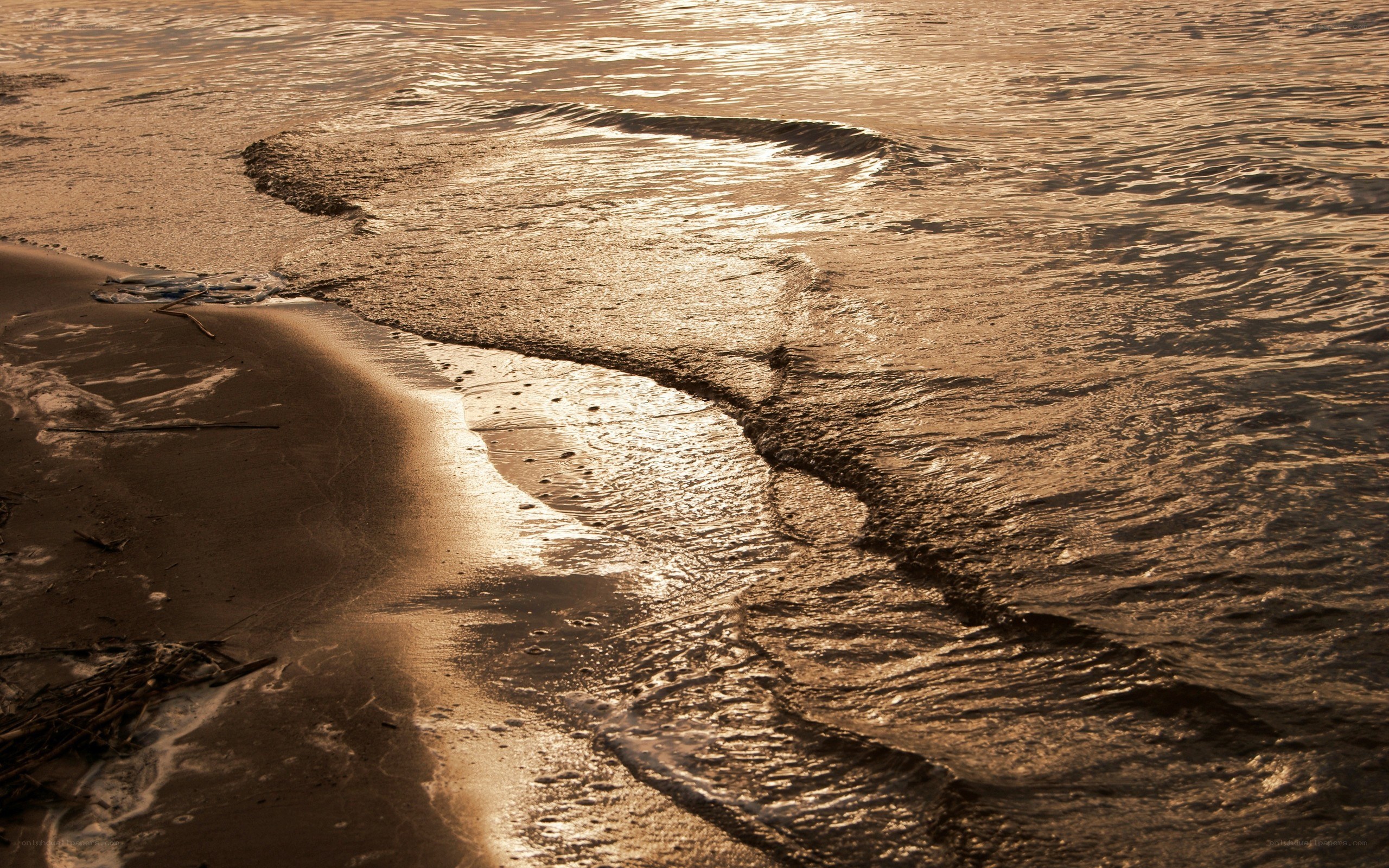 gentle waves at sunset