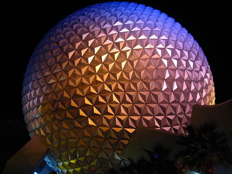Geodesic Sphere at Night — Blue