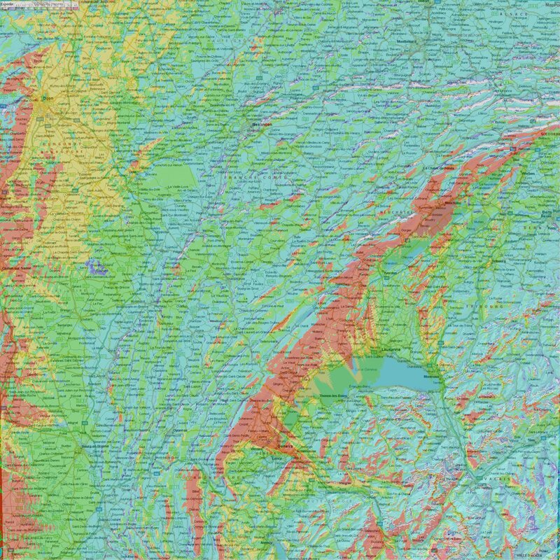 Geological map of eastern France