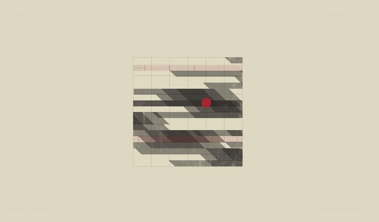 geometric abstract art with red dot