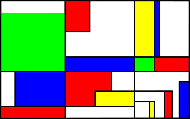 Geometric Abstract Composition — Red, Balanced, Rectangles
