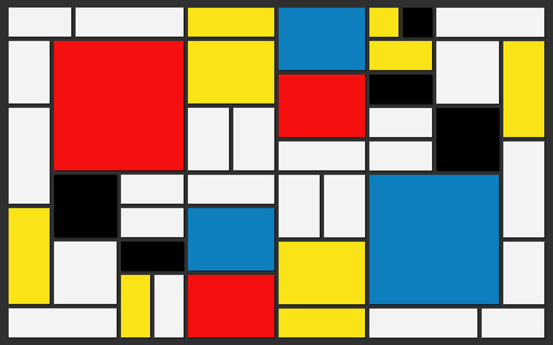 Geometric Abstract Composition — Red, Balanced
