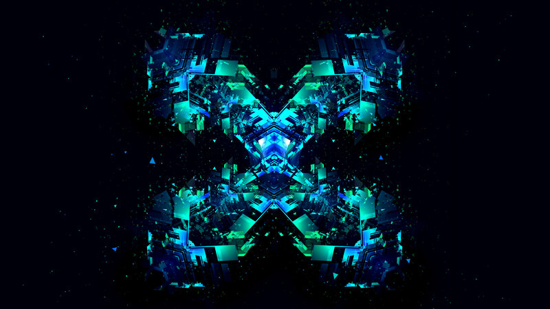 Geometric Abstract Pattern — Blue, Dramatic, Digital Art