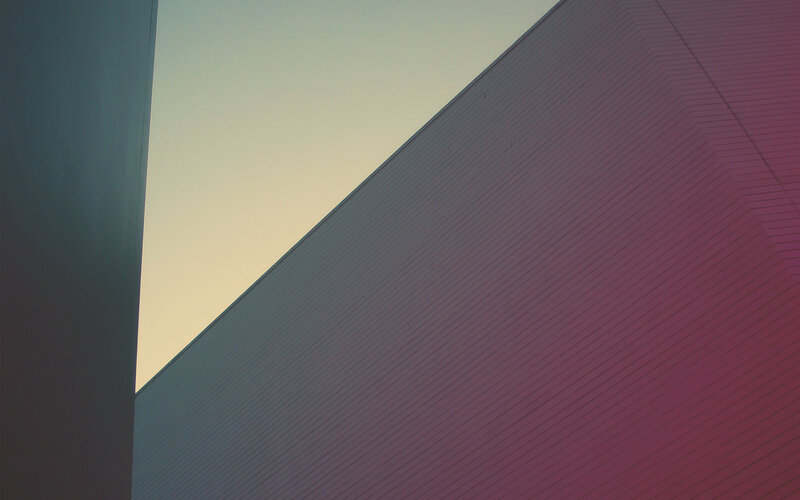Geometric architecture at dusk