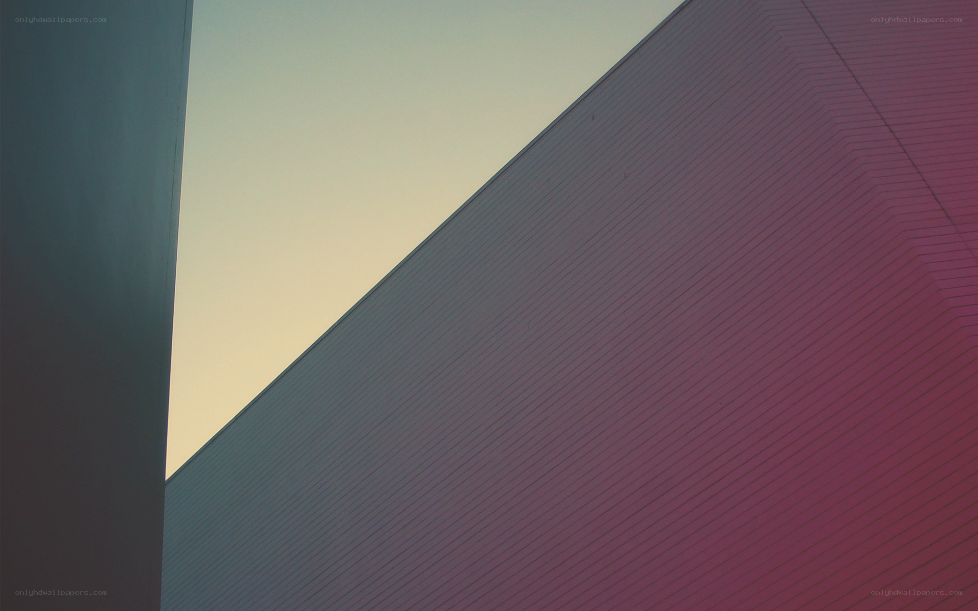 Geometric architecture at dusk