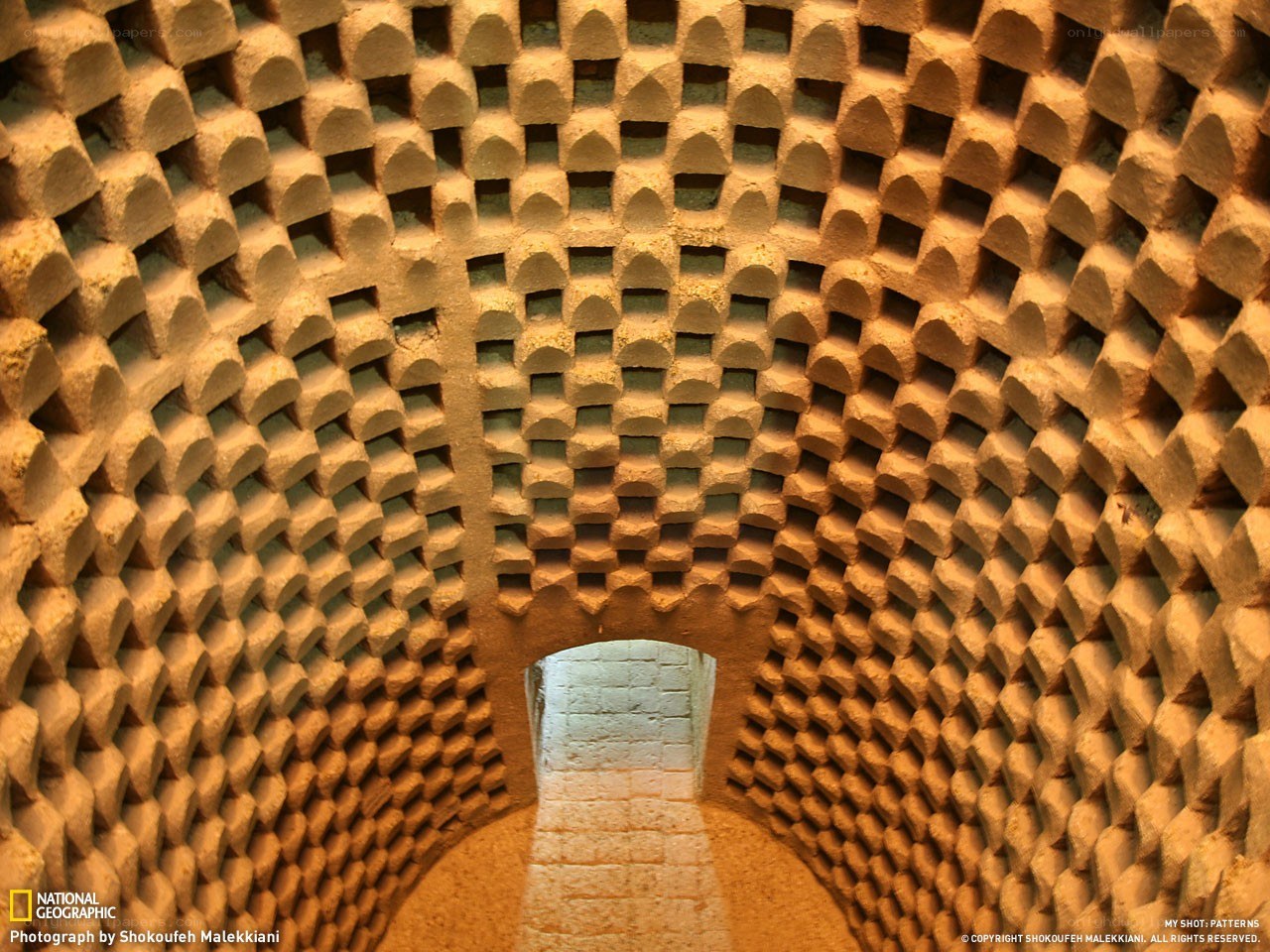 Geometric brick vault ceiling