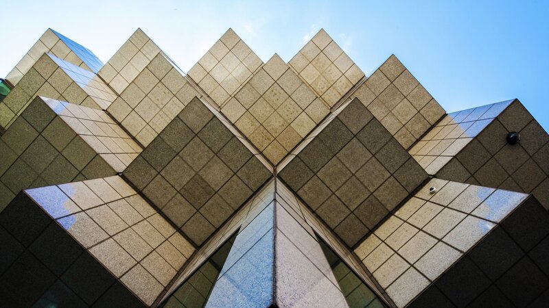 Geometric Building Facade — Beige