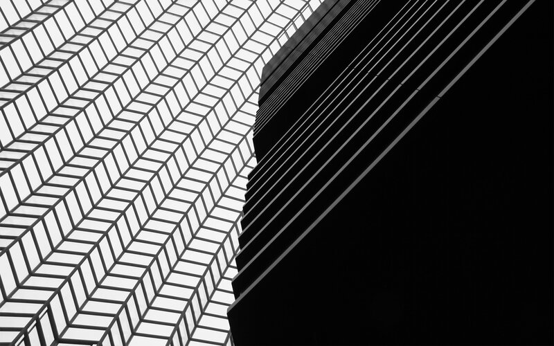 Geometric Building Facade — Black, Dramatic