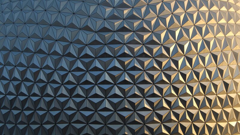 Geometric Building Facade — Gray, Dramatic, Sunset