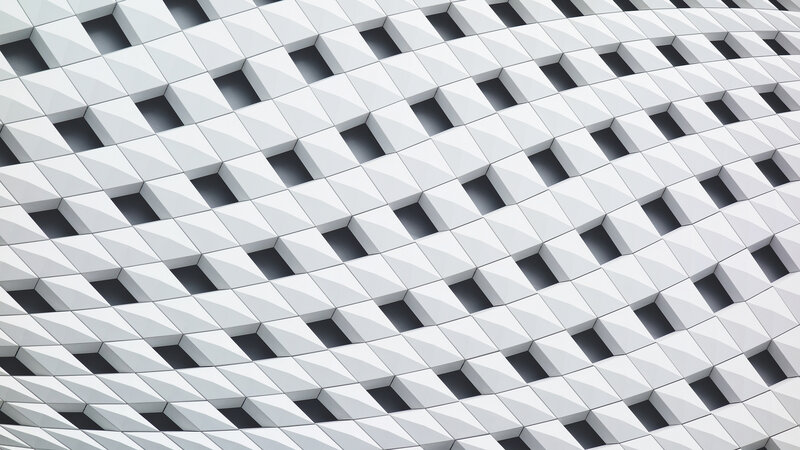 Geometric Building Facade — White, Minimalist