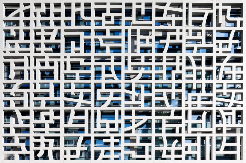 Geometric Building Facade — White, Modern