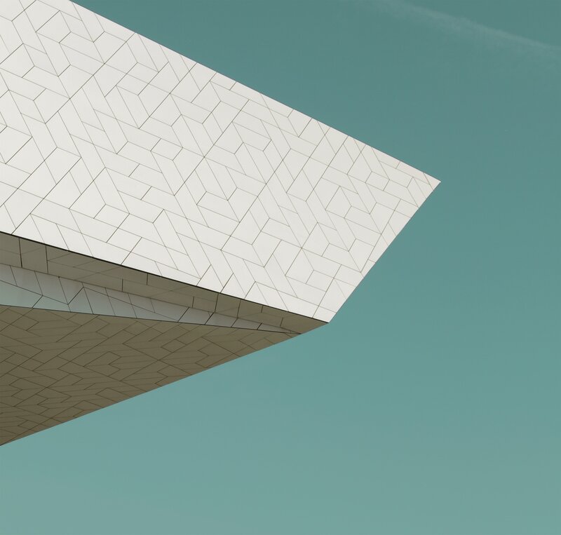 Geometric Building Facade — White