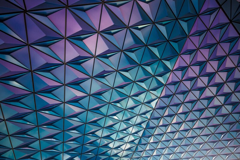Geometric Ceiling Pattern — Blue